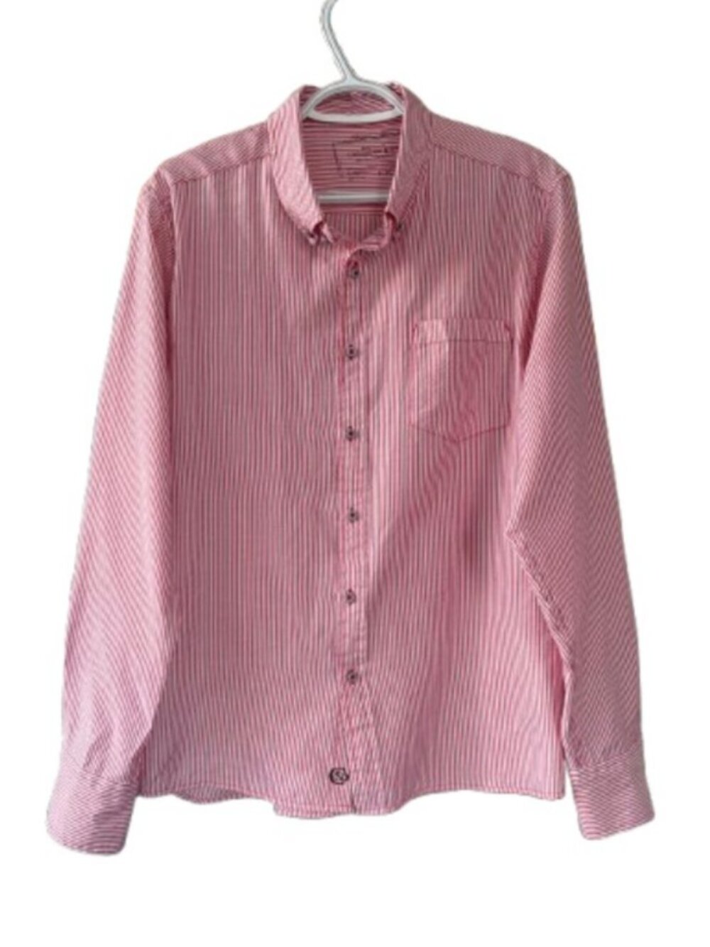Cohesive & Co. stripes long sleeve button down shirt red, white men's size L